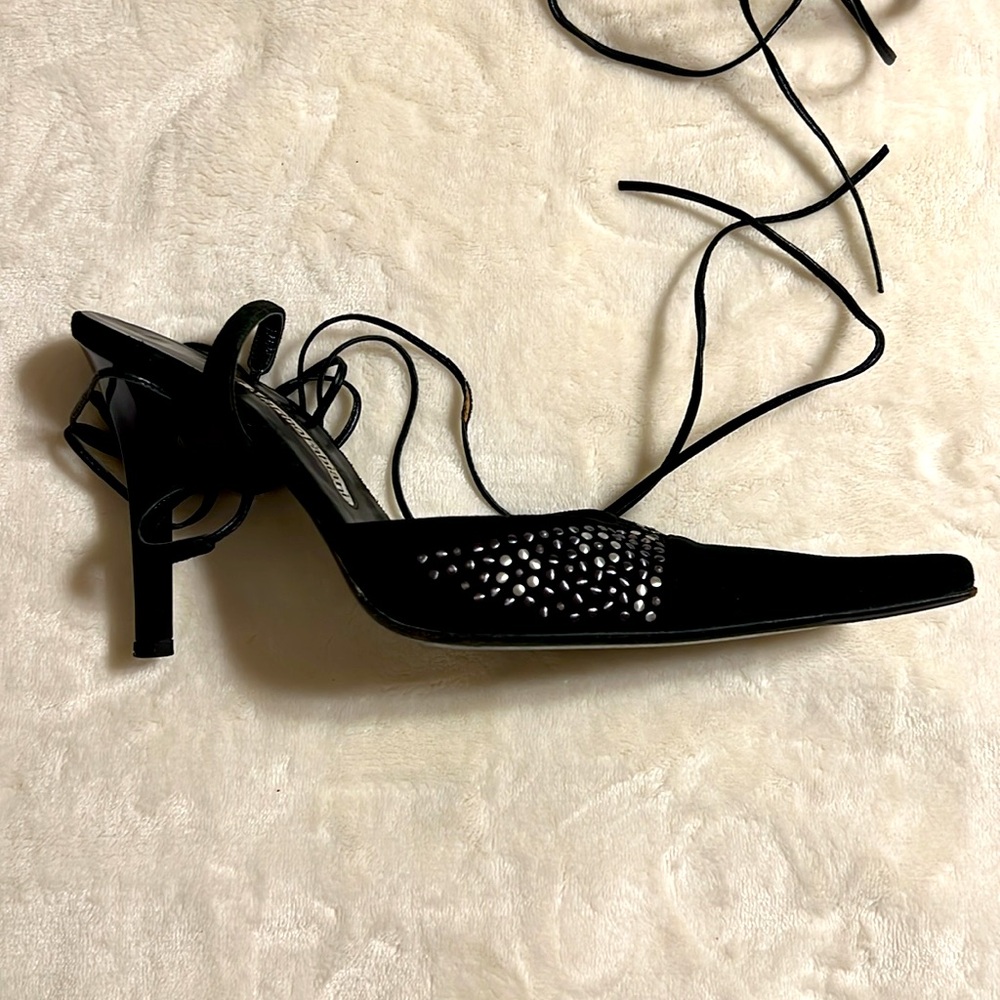 Marino Fabiani. Black Suede High Heel Shoes with straps. Size 39/8 Made in Italy - Picture 4 of 6